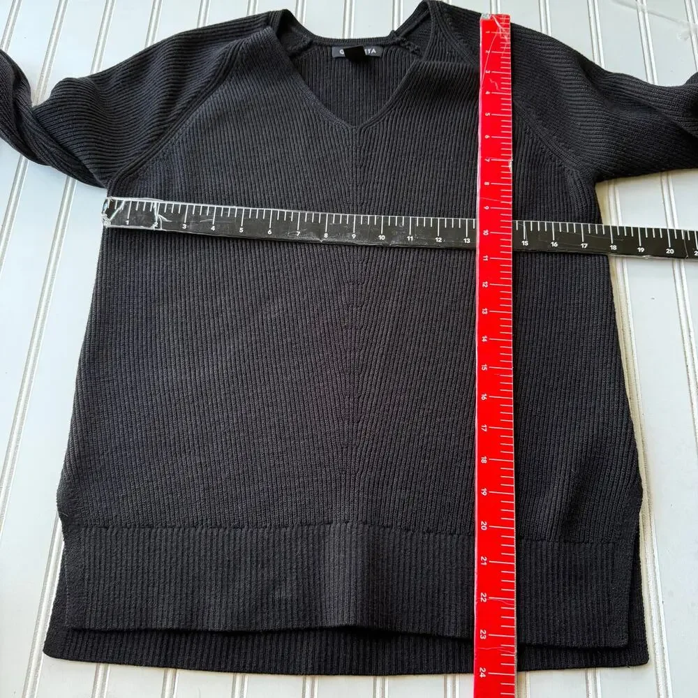 Athleta Black V Neck Ribbed long sleeves top size XS/P - Picture 7 of 8